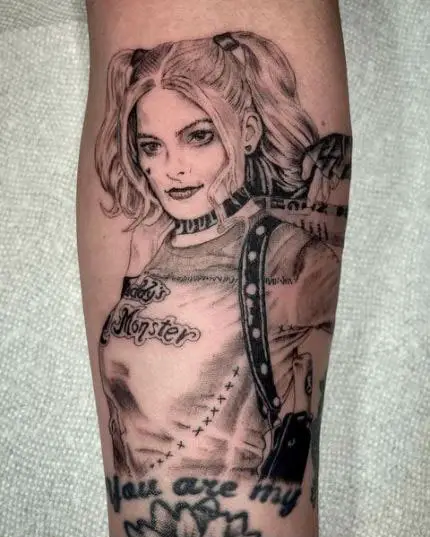 Harley Quinn Portrait Tattoo