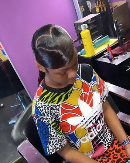 Heart Shaped Parting With Low Ponytail