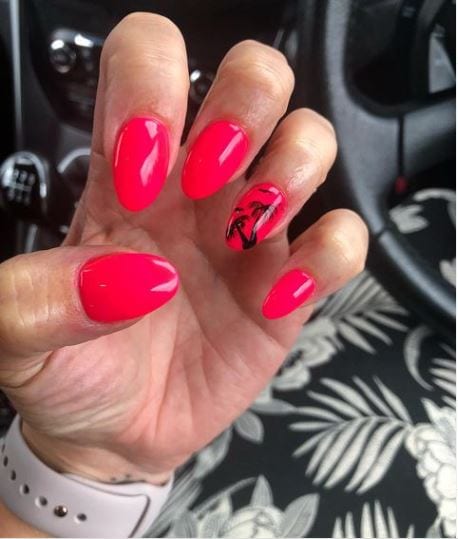 Hot Pink Beach Nail Design