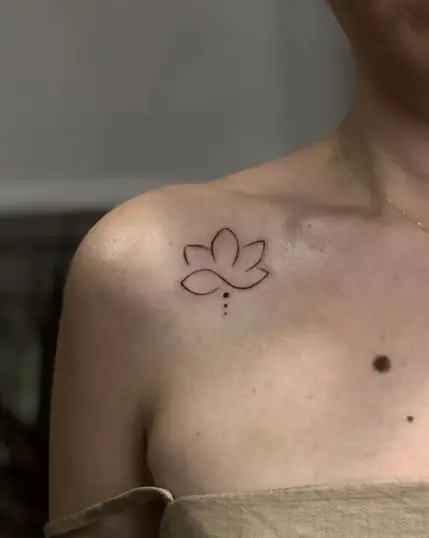 Inked Lotus Shoulder Tattoo