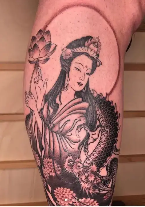 Japanese dragon with its master tattoo