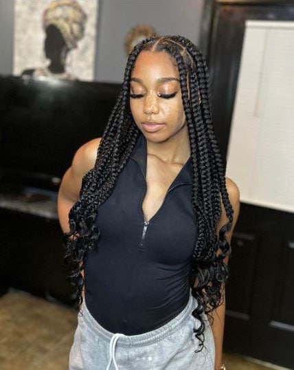 Jumbo Braids With Curly Tips