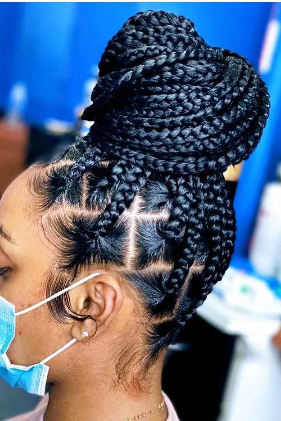 Knotless Top Bun Braids