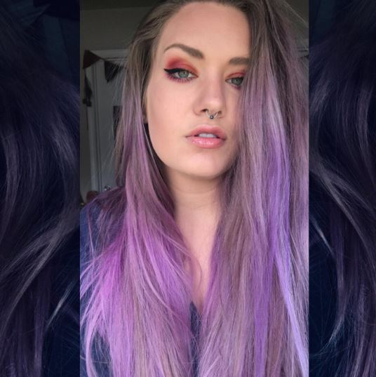 Lilac Highlights On Dark Brown Hair