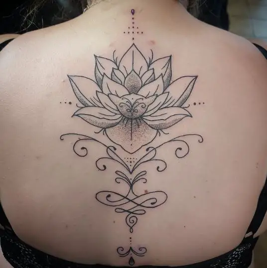 Line Work Lotus Flower Tattoo