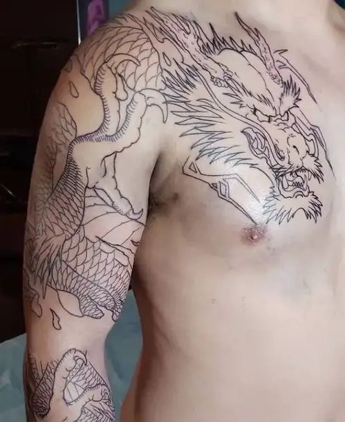 Linework tattoo on the sleeve