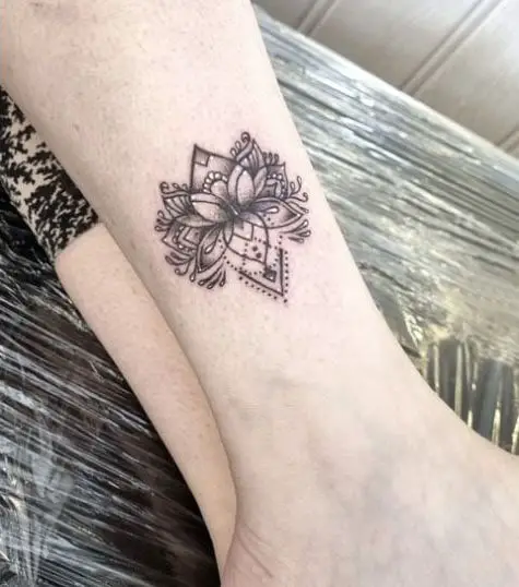 Little Mandala Lotus Tattoo On The Wrist