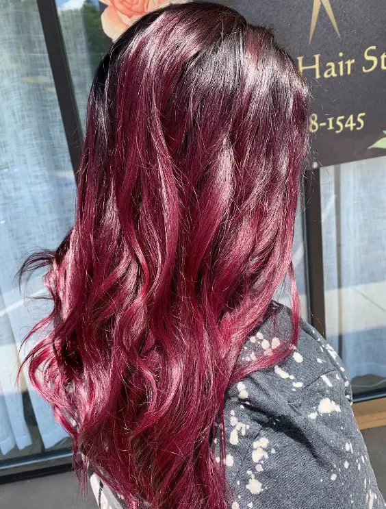 Long wavy Black Cherry Hair