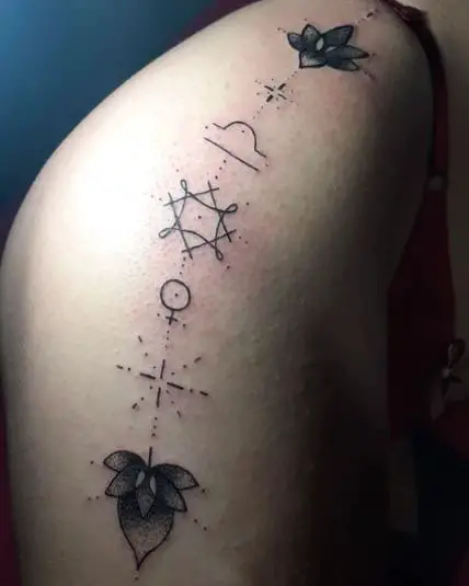 Lotus Buds and Dots and Lines Tattoo