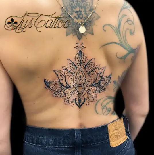 Lotus Flower Mandala Ornamental Tattoo For Back