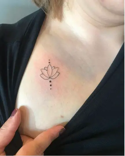 Lotus Flower Tattoo On Chest