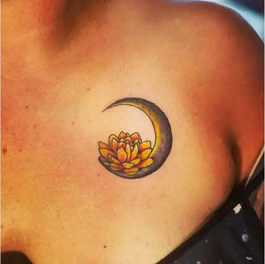 Lotus Moon and Fire Tattoo Design
