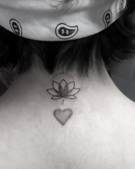 Lotus Tattoo On Behind The Neck