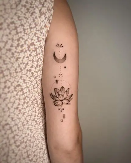 Lotus and Moon Tattoo Design