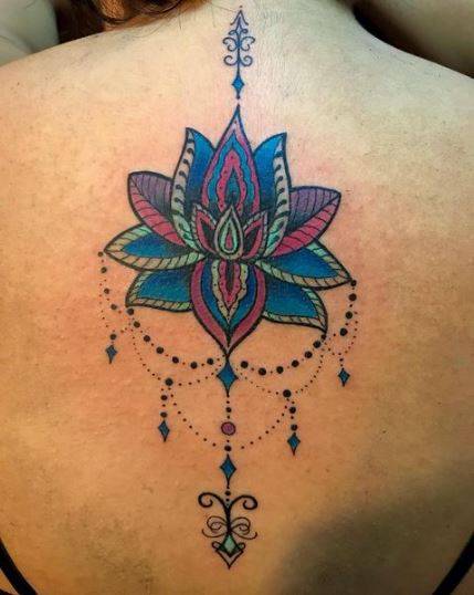 Lotus flower in color tattoo