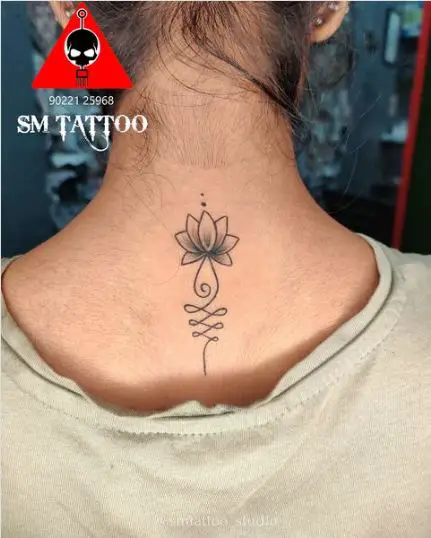 Lotus flower tattoo for neck