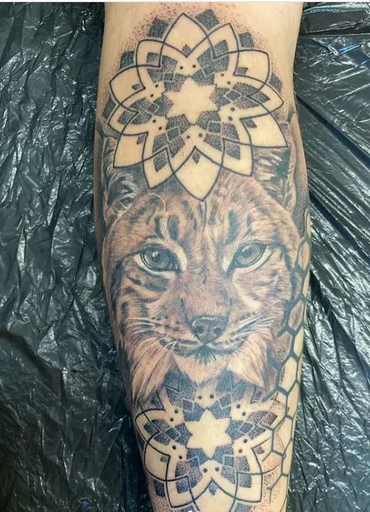 Lynx & mandala tattoo