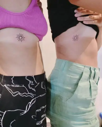 Matching Simple Sun Tattoo