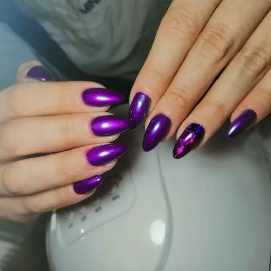 Metallic Purple Nail Art