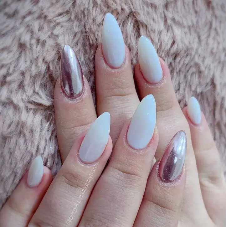 Metallic White Nail Designs