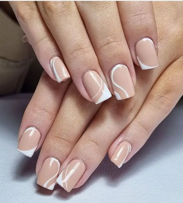 Mocha and White Nail Designs