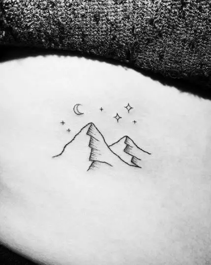 Mountain Moon and Stars Tattoo Art