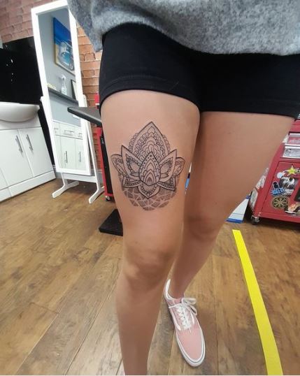 Ornamental Dotwork Lotus Tattoo