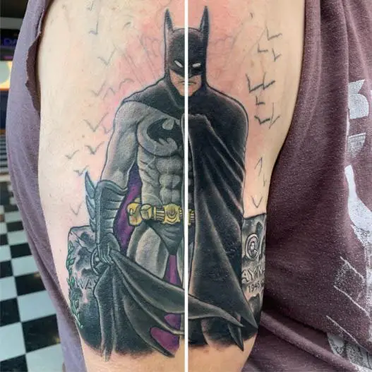 Outline Piece Batman Half Sleeve Tattoo