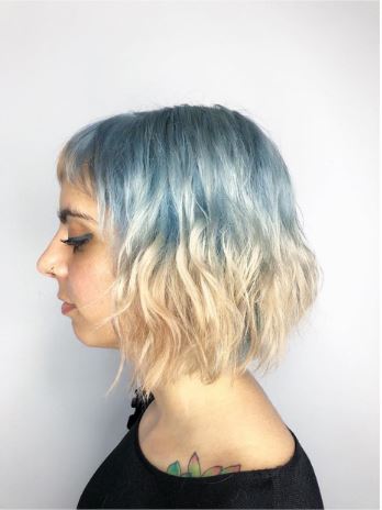 Pastel Blue Shade On Crown Part Of The Hair