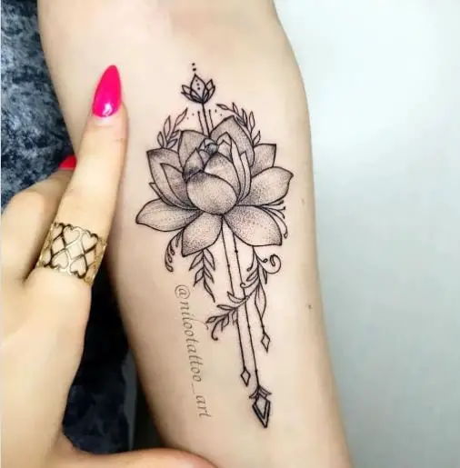Pencil Sketch Style Lotus Tattoo Design