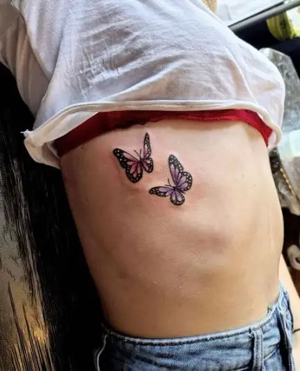 Pink and Purple Butterflies On Ribs