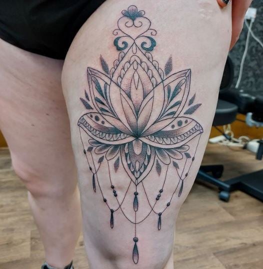 Pretty lotus mandala thigh piece