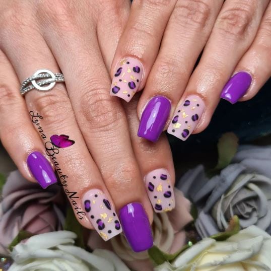 Purple Animal Print Nail Art