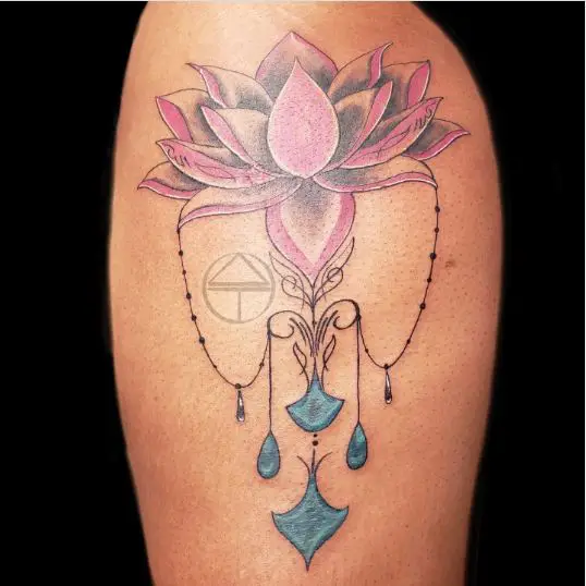Purple Lotus Lantern Style Tattoo