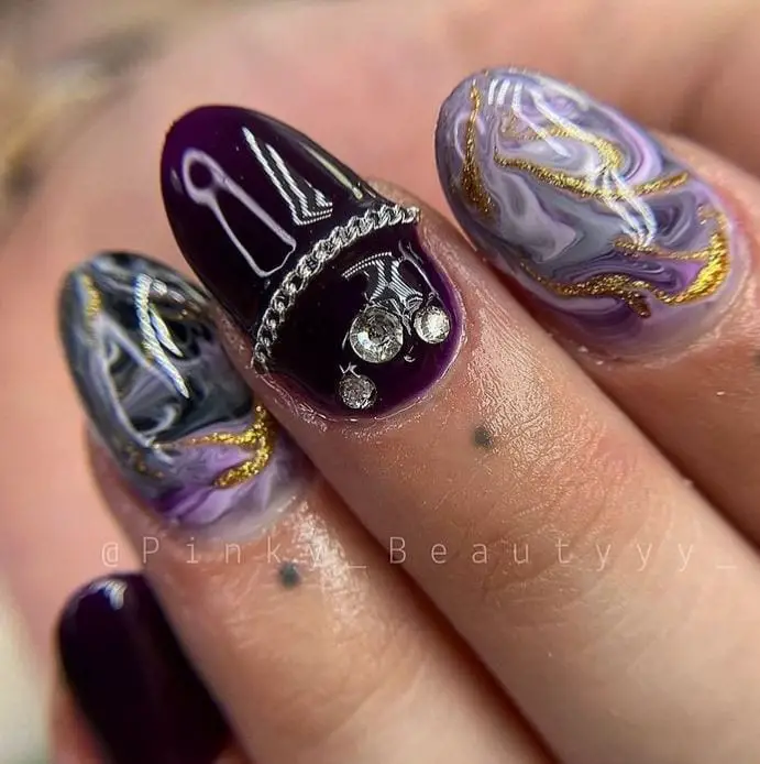 Purple Marble Nail design