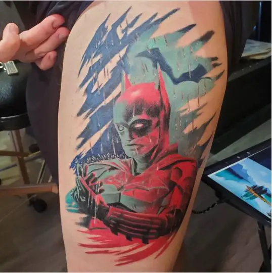 Rain Effect Red Batman Tattoo Art For Arms