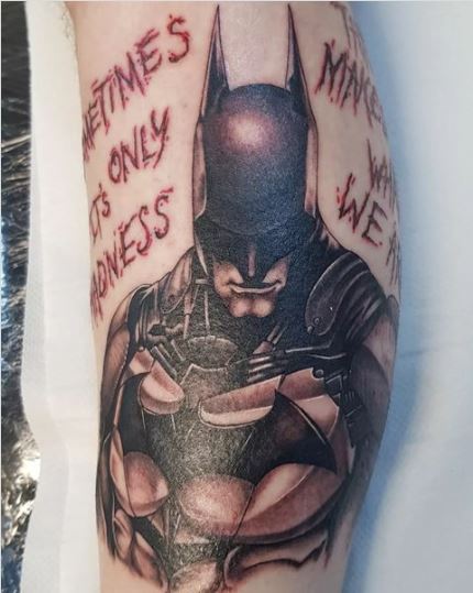 Realistic batman portrait tattoo