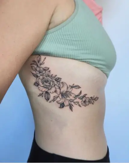 Rib Florals Tattoo