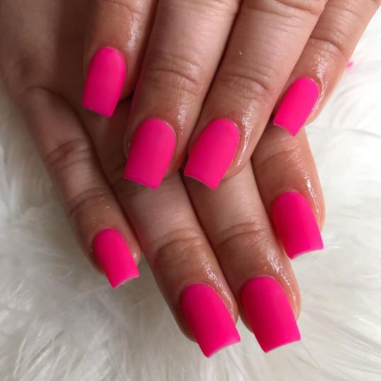 Short Hot Pink Gel Nails