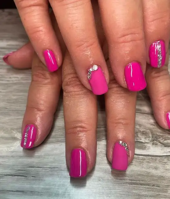 Short Hot Pink Nails