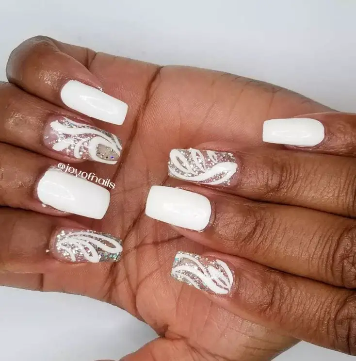 Short Square White Nails