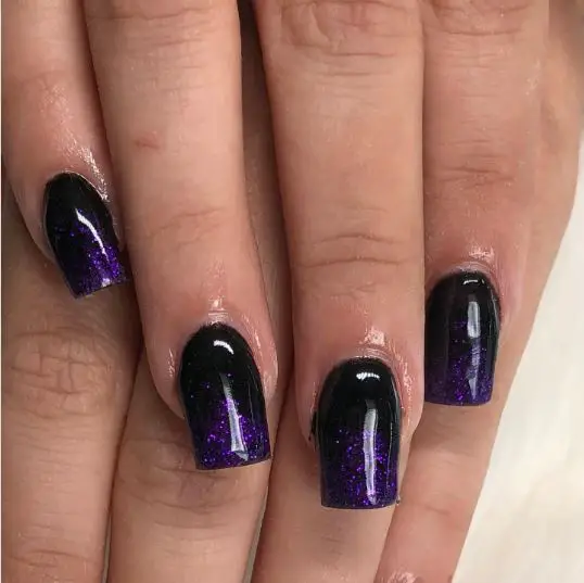Short Purple Nail Designs With Glitter