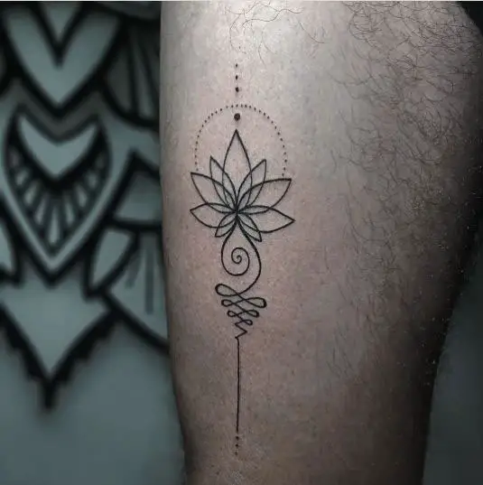 Spring Stem Lotus Line Work Tattoo