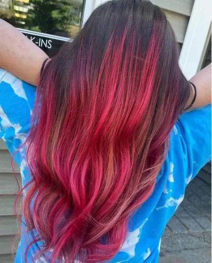 Strawberry Blonde and Hibiscus Red Balayage