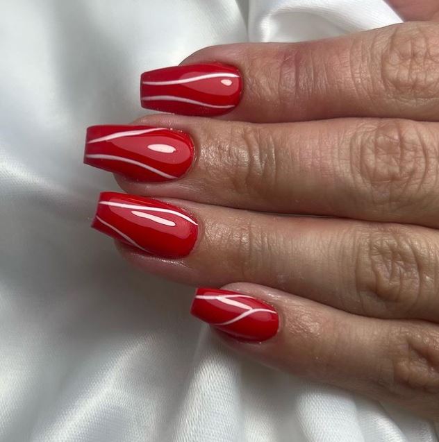 Stylish Red Coffin Nails