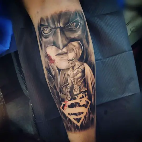 Superman and Batman Combo Tattoo
