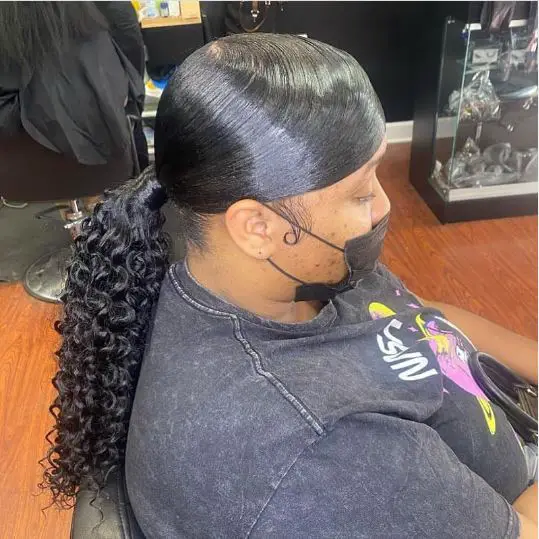 Swoop Ponytail With Curly Ends