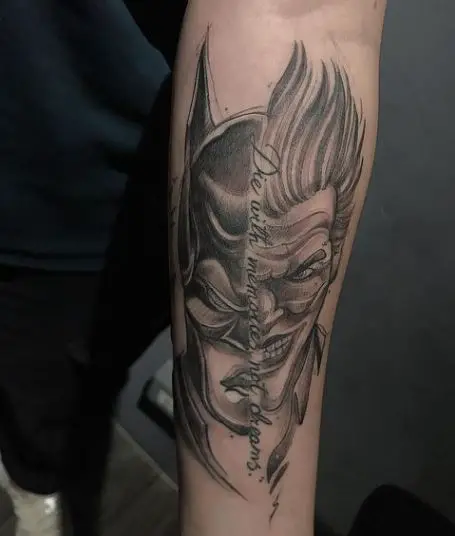 Batman & Joker combined tattoo