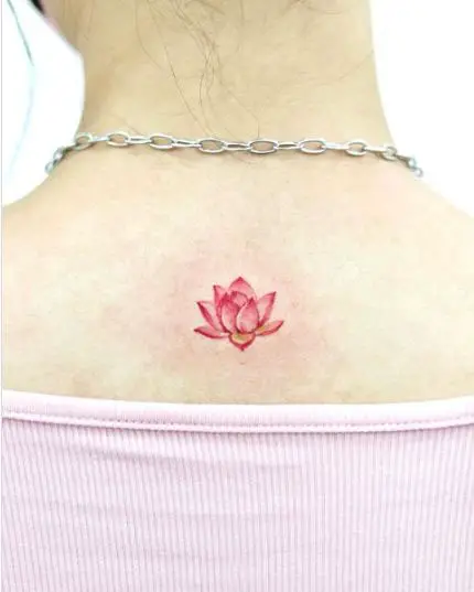 Tiny Little Pink Lotus On The Back