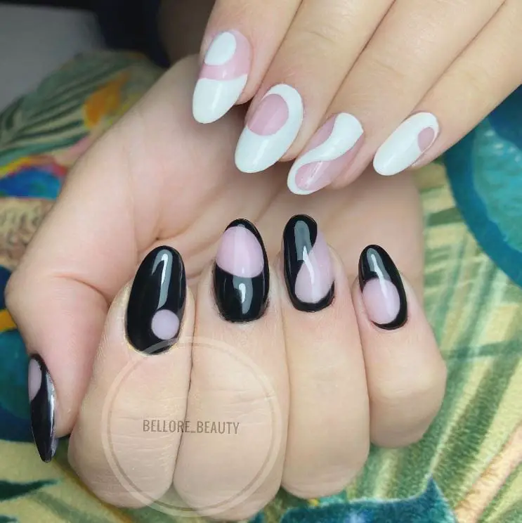 Unique White & Black Nail Design